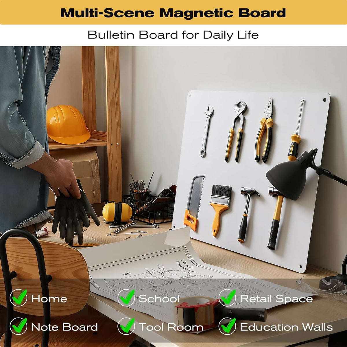 24" x 36" Magnetic Board, Silver Magnet Bulletin Board to Display M...