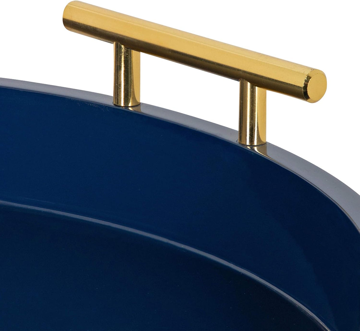 Kate and Laurel Lipton Modern Round Tray, 15.5" Diameter, Navy Blue and ...