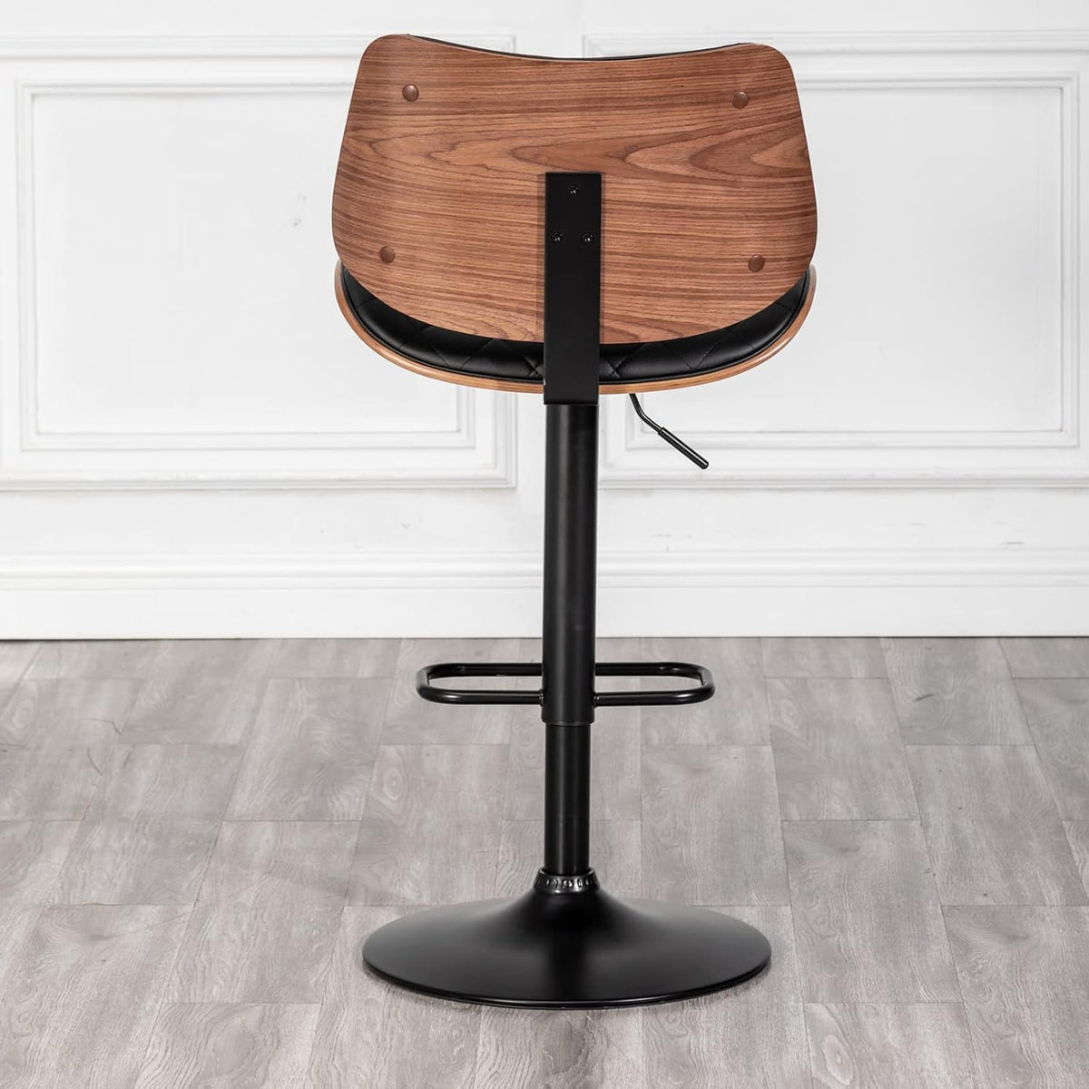 LUNLING Swivel Bar Stools with Backs and Footrest Set of 4,Adjustable Mid Cen...