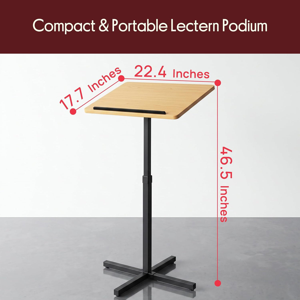 Pyle Portable Floor Lectern Podium Stand-Height Adjustable Steady Standing De...