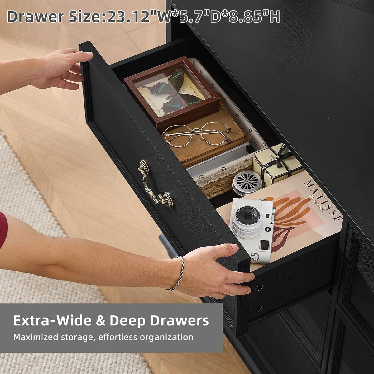 Joaxswe Farmhouse 6 Drawers Dresser for Bedroom, Vintage 54" Wide Chest ...