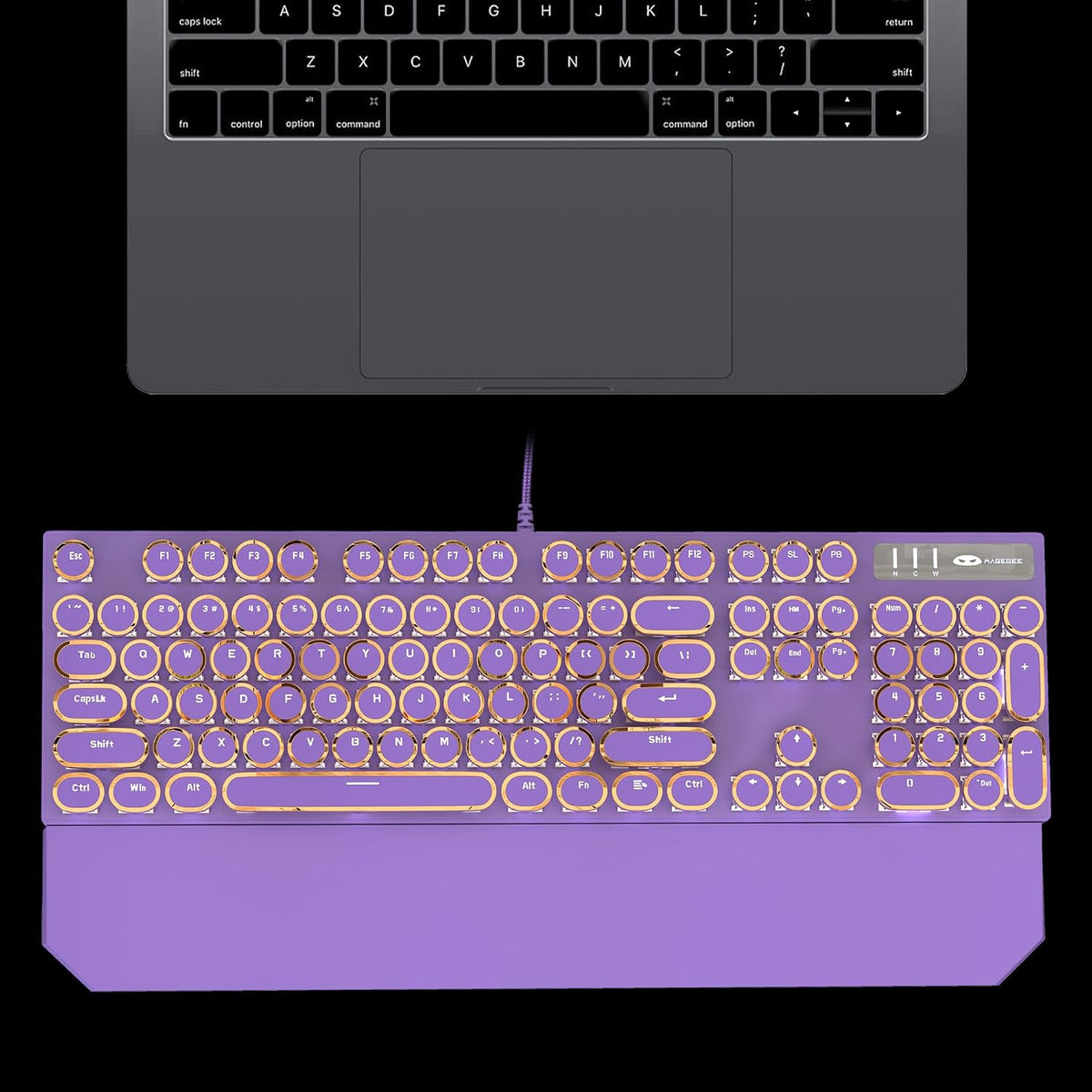 Camiysn Typewriter Style Mechanical Gaming Keyboard, Purple Retro Punk Gaming...