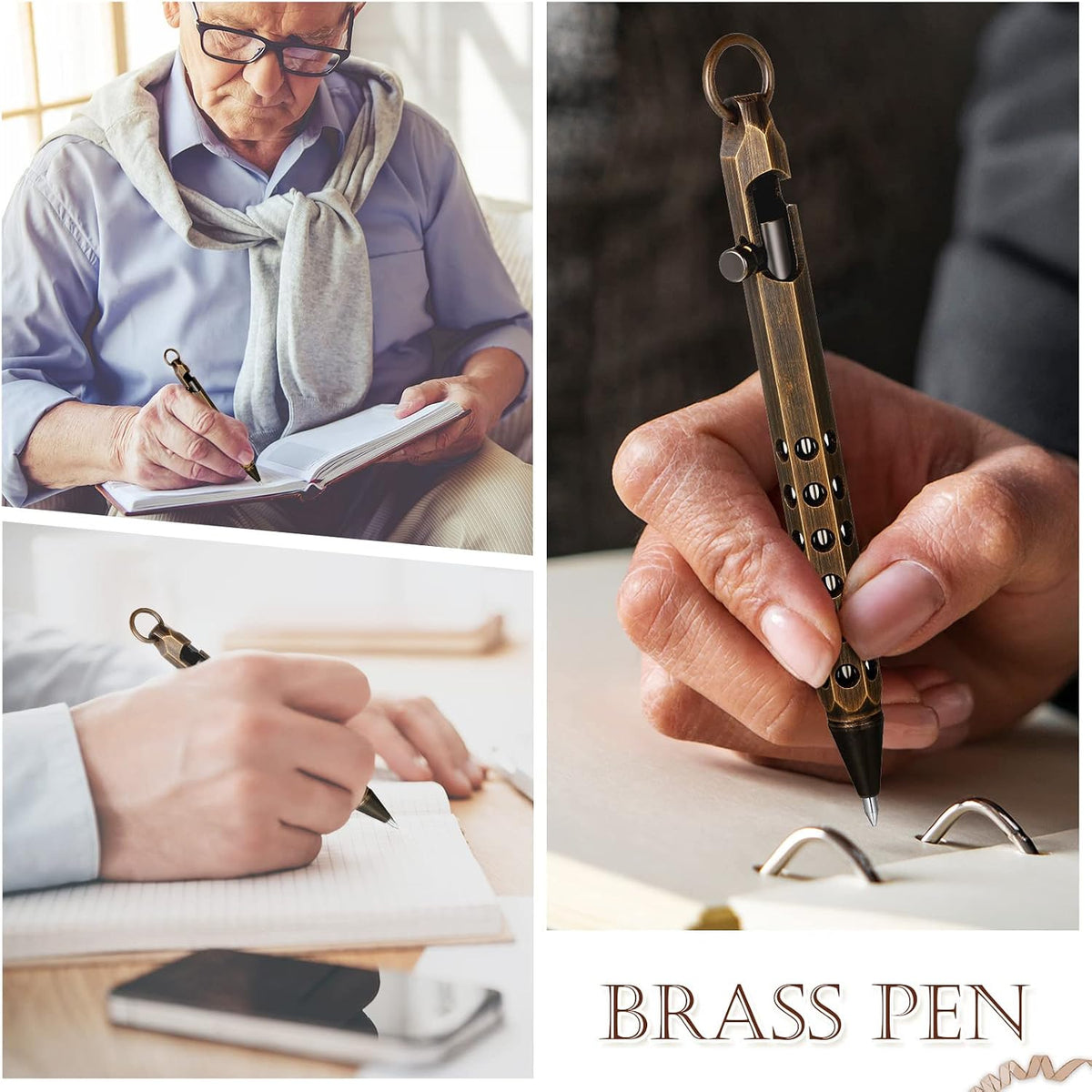 Chinco 12 Pcs Bolt Action Pen Sets Gift for Men 4 Hexagon Solid Brass Pens 8 ...