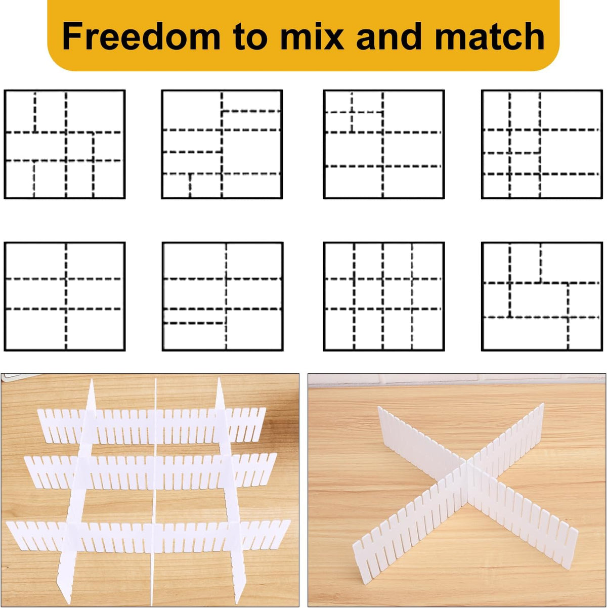 100 PCS Premium DIY Drawer Dividers, White, Adjustable Drawer Organizers for ...