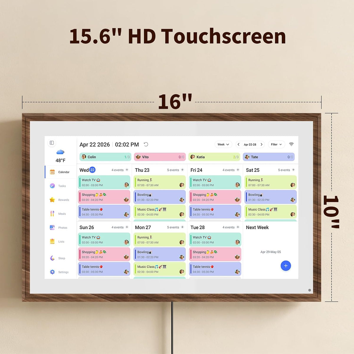 15.6" Digital Calendar Wall Touch Screen, No-Subscription, Smart Calendar