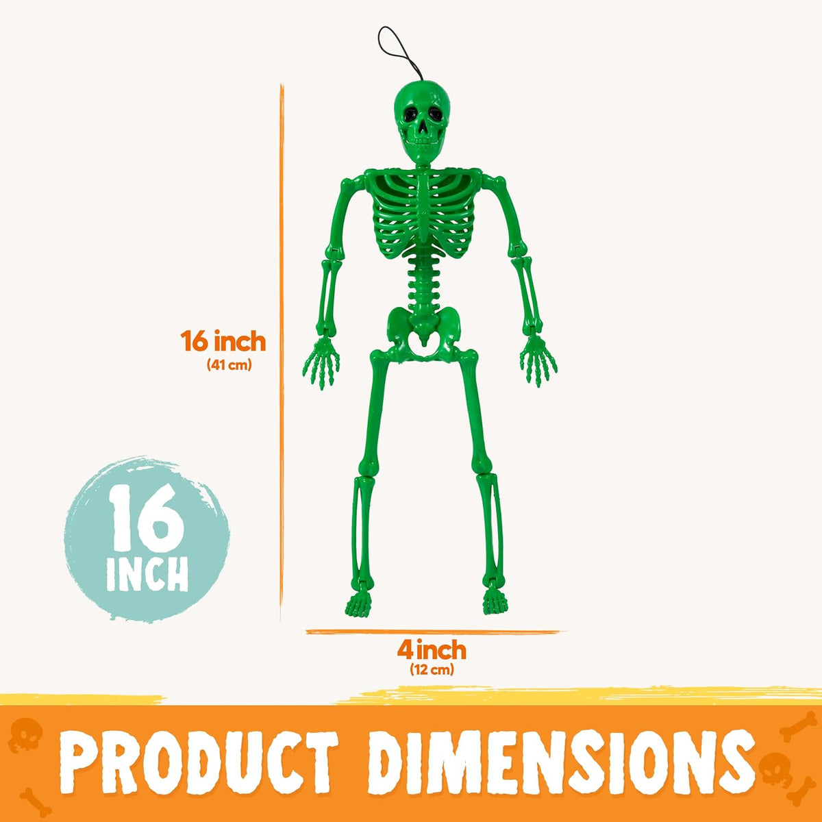 JOYIN 5 PCS 16" Blacklight Reactive Halloween Skeleton, Small Skeleton D...