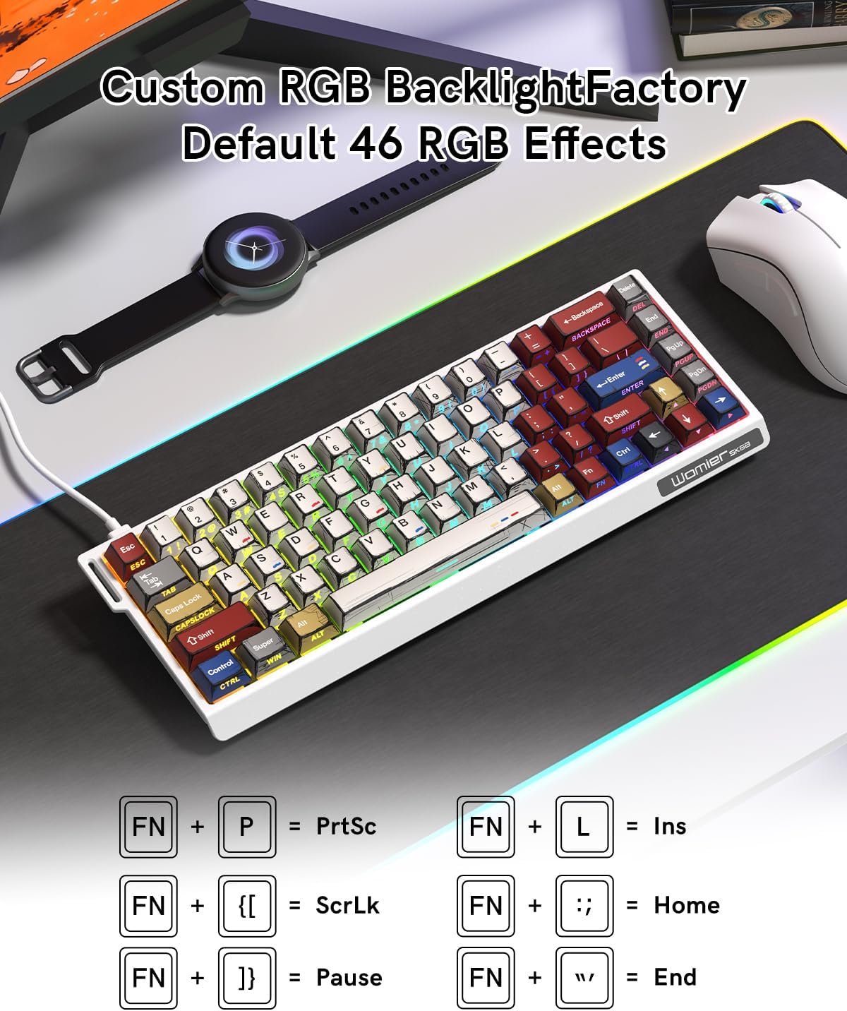 SK68 65% Wired Gaming Keyboard, Aluminum Mechanical Keyboard