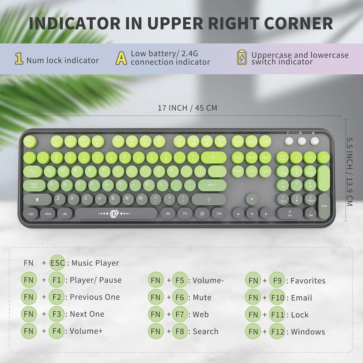 FOPETT Wireless Keyboard and Mouse Combo - 2.4G Full-Sized Cute Colorful Mous...
