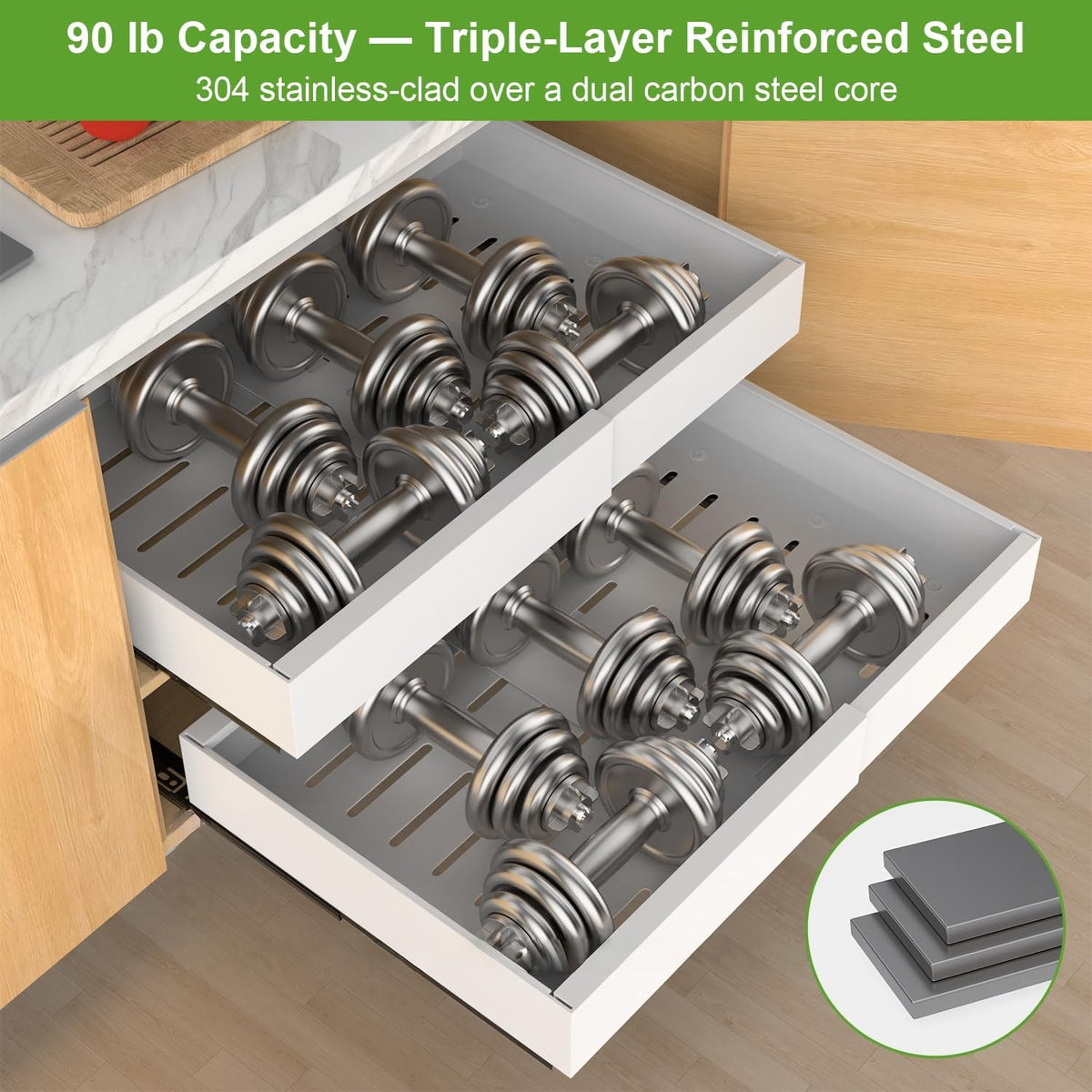 ANTOWIN 2-Pack Expandable Pull Out Cabinet Organizer 21"Deep(12.2"-...