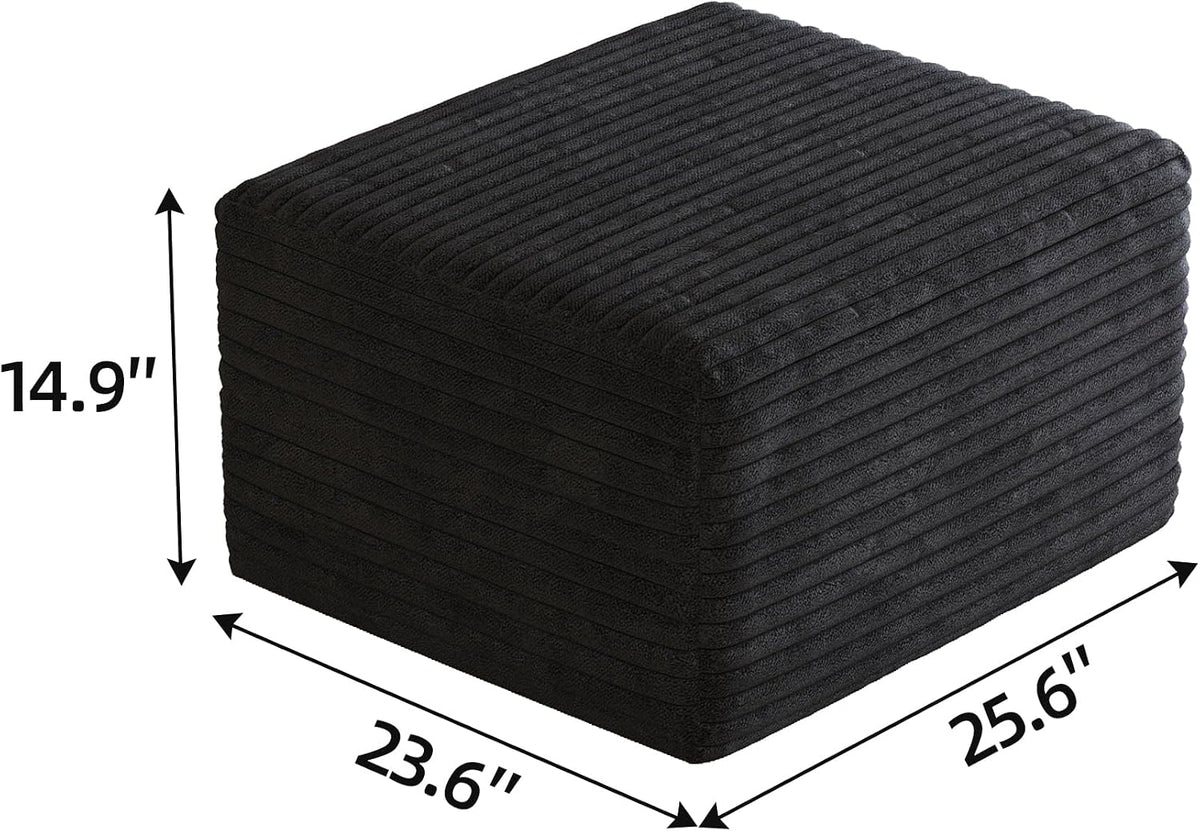 25.6" Boneless Ottoman for Couch, Plush Corduroy Foot Stools Ottomans, C...