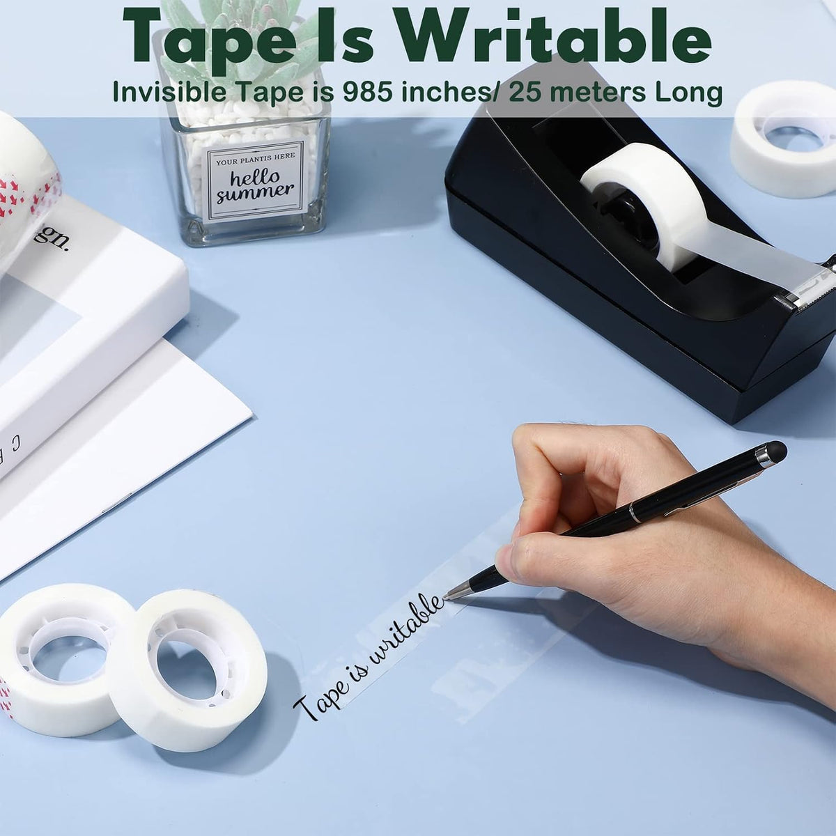 Yahenda 18 Pack Tape Dispenser, 20 Refills Weighted Non Skid,Black