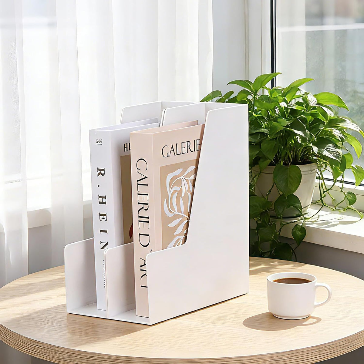 CiWiVOKi Vertical Magazine File Holder, 4 Pack, White