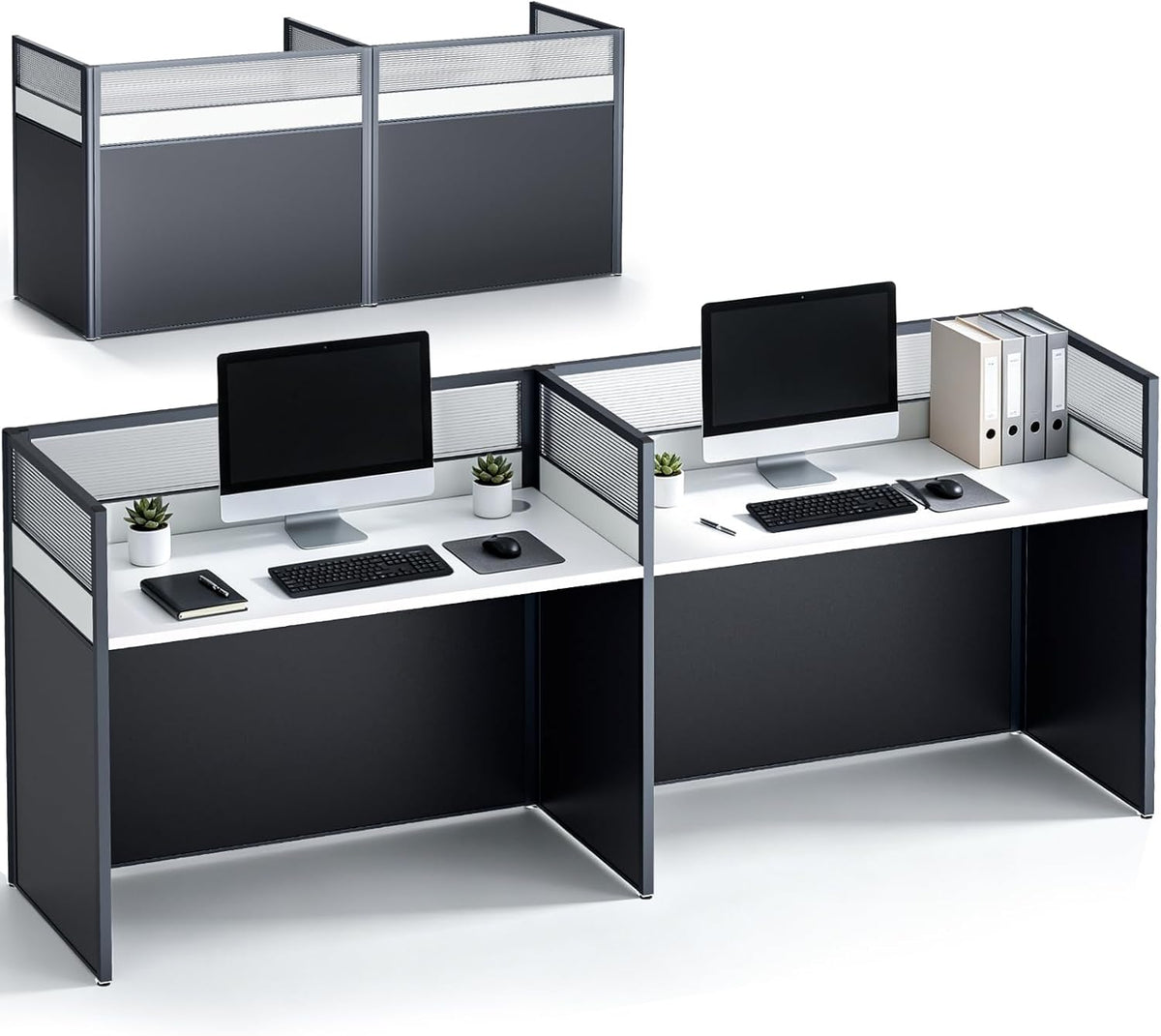 Office Cubicle Desk, 2 People Computer Workstations 4s45 with Mute Privacy Pa...