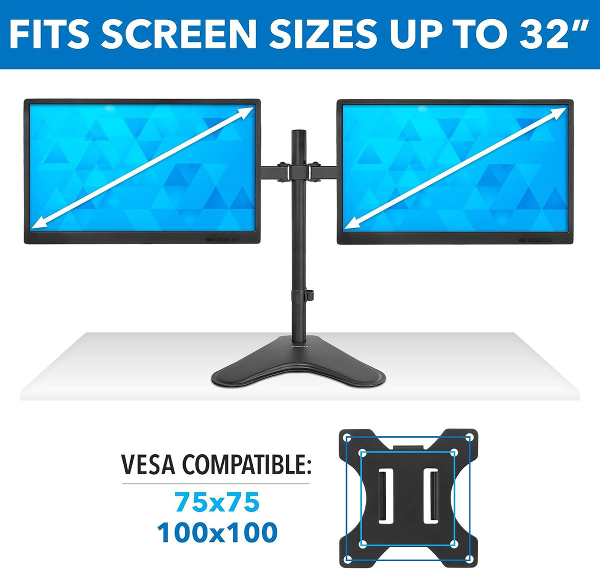 Mount-It! Dual Monitor Stand for Desk - Double Monitor Mount for 2 Screens up...