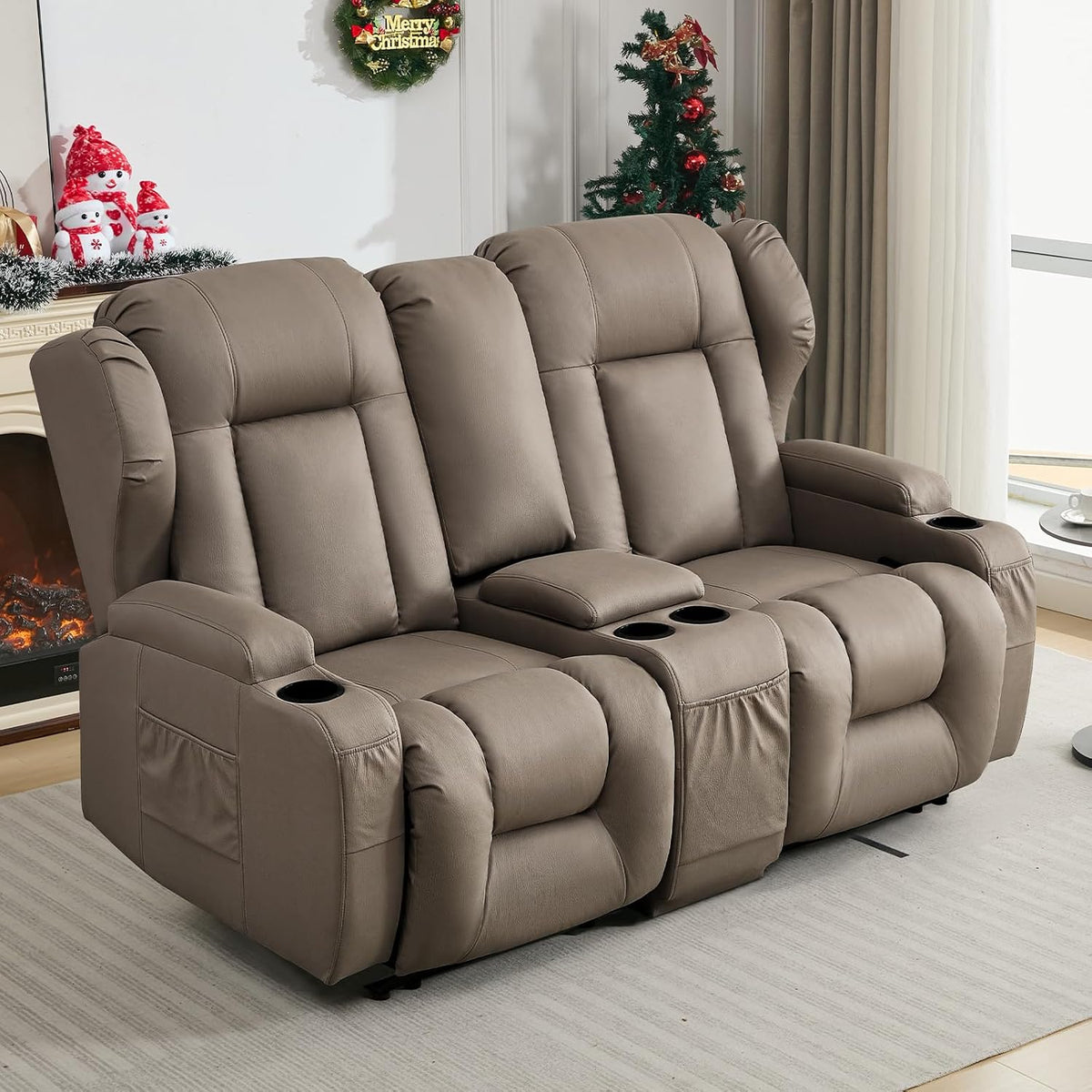 SAMERY 65.5" RV Loveseat Recliner Sofa, Wall Hugger Reclining Loveseat