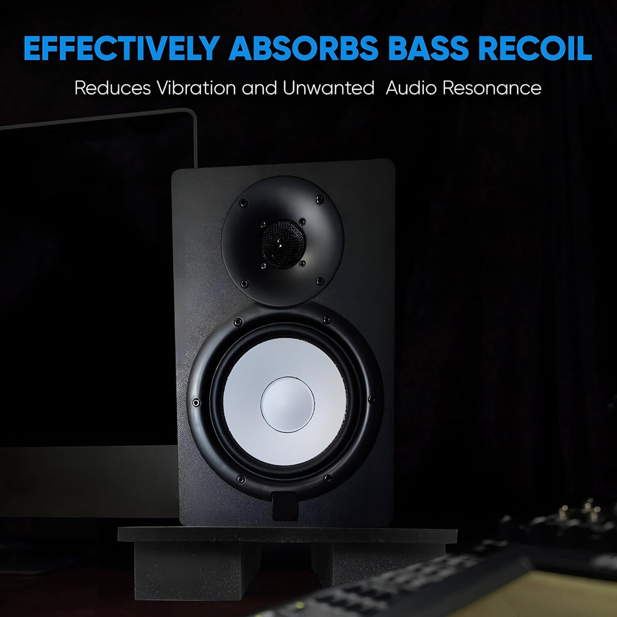 Pyle Sound Dampening Speaker Riser Foam - Audio Acoustic Noise Isolation Plat...