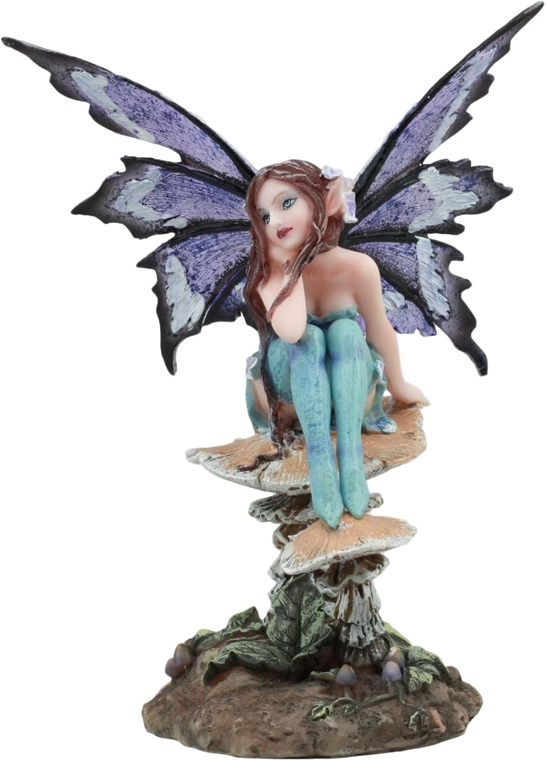 Ebros Amy Brown Forest Willow Nice Fairy Sitting On Wild Giant Mushroom Stool...