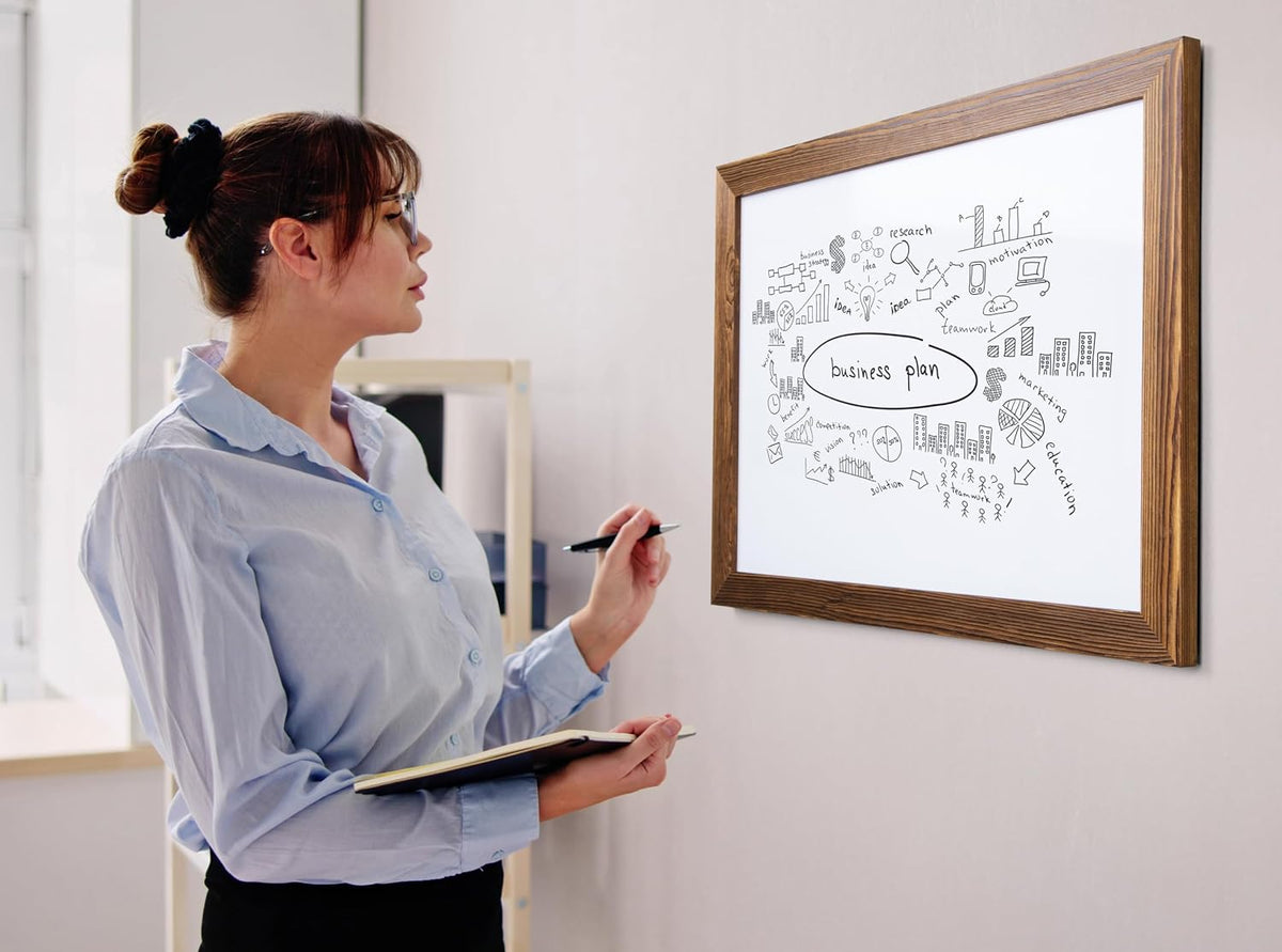 Real Wooden Framed Magnetic Dry Erase Whiteboard, 18" X 24", Vertic...