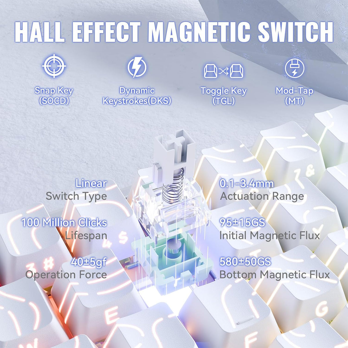 ATTACK SHARK X68MAX HE Wired RT RGB Mechanical Gaming Keyboard-WhiteContour