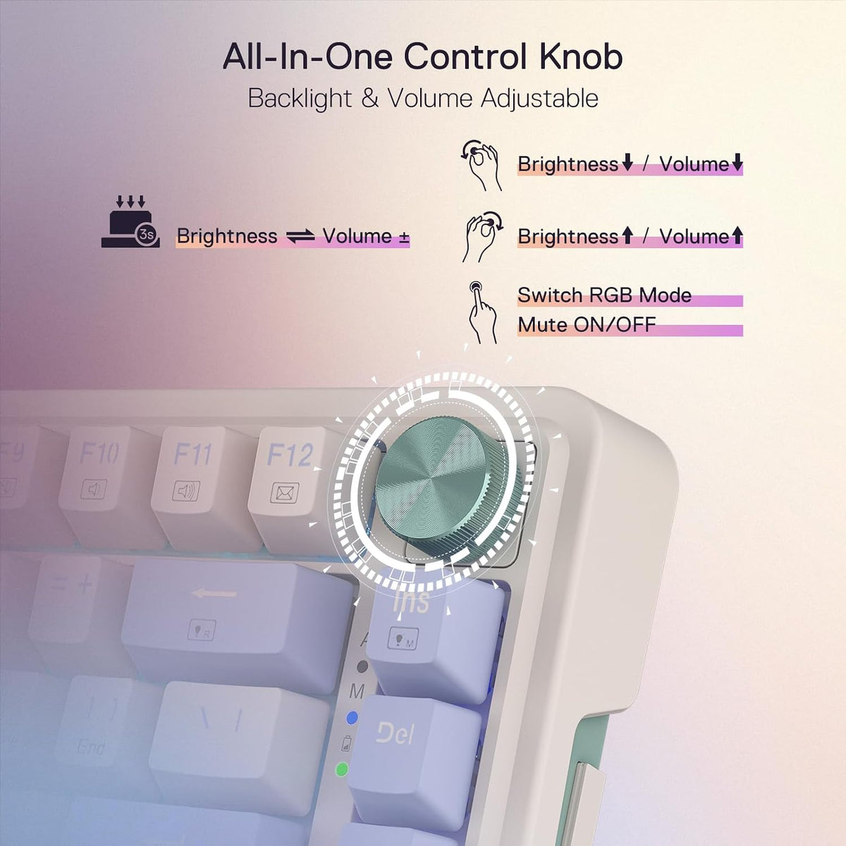 Redragon K673 PRO Wireless 81-Key RGB Gasket Gaming Keyboard, Scroll Knob
