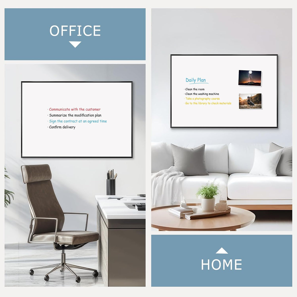 Large Magnetic Whiteboard, 36" x 24" Dry Erase White Board for Wall
