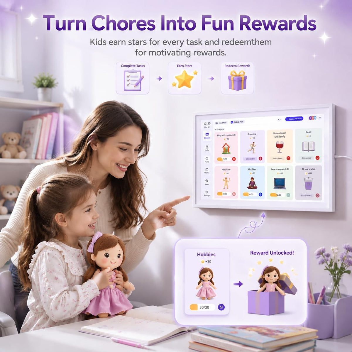 Digital Calendar Wall Touch Screen, No subscription fees,15.6 Inch