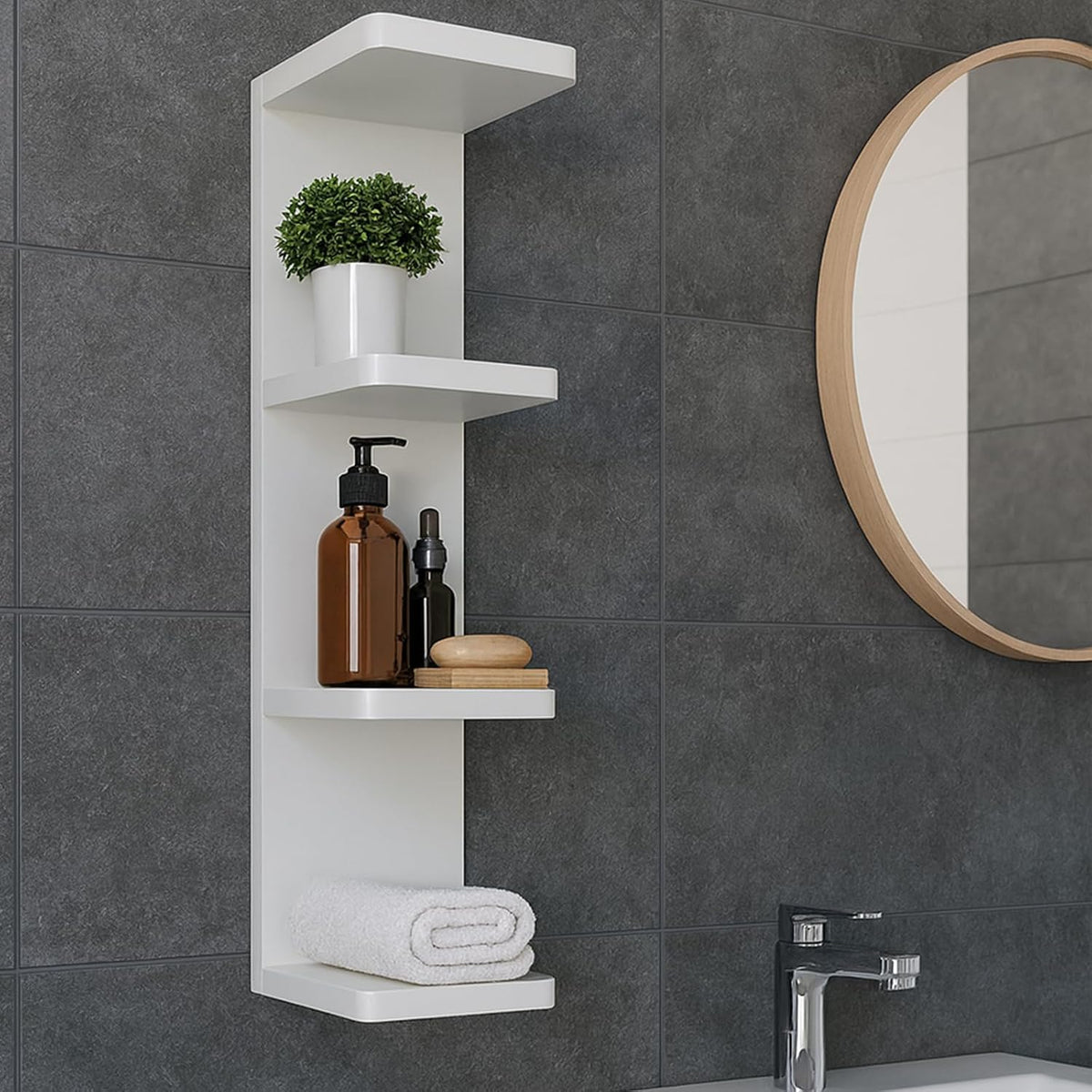 LitaEther Modern Lack Wall Shelf 4 Tier Wall Shelf Unit,Black Lack Wall Shelf...