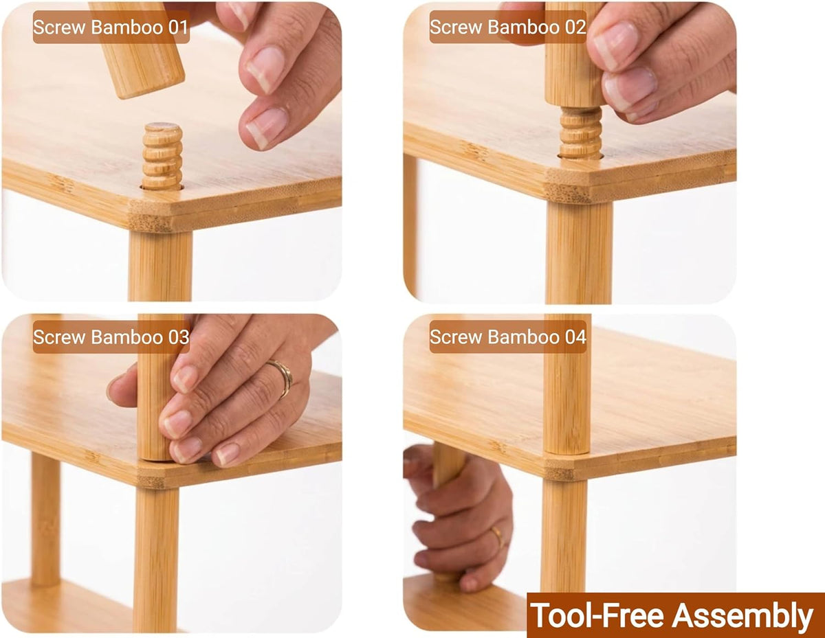 3‑Tier Bamboo Coffee Bar Organizer, Countertop Display Stand Shelf,Natural