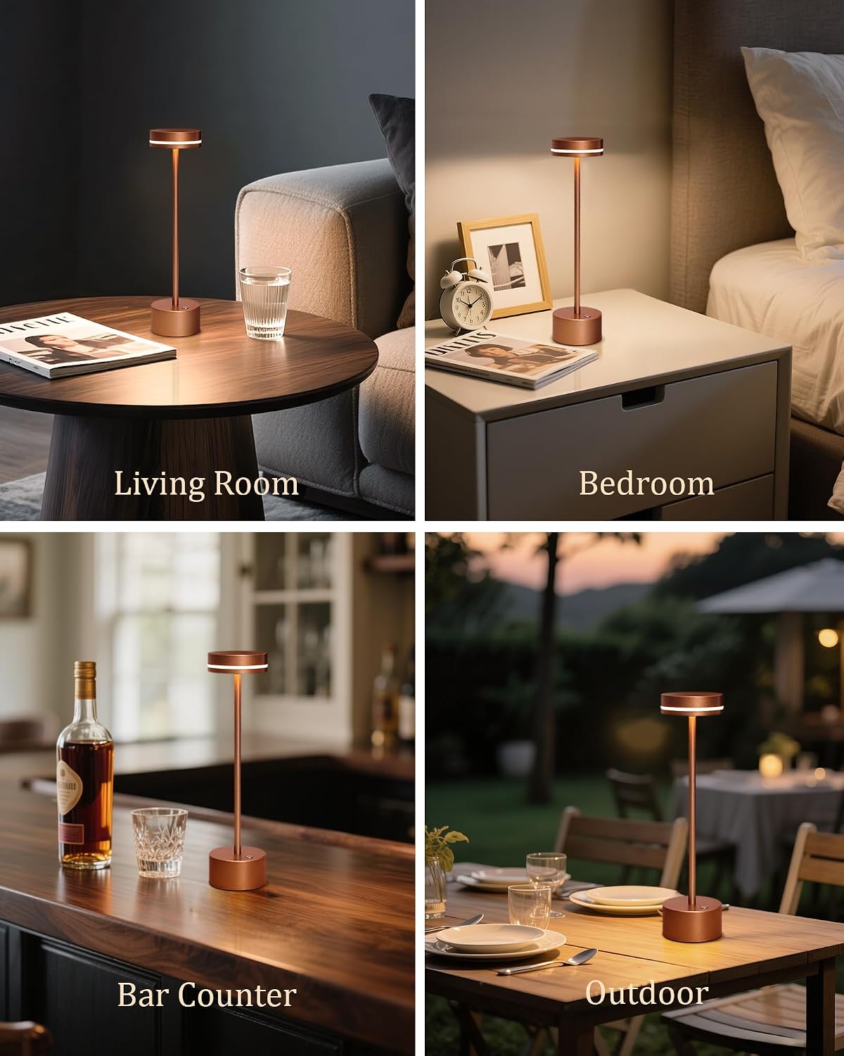 2 Pack LED Cordless Table Lamp Rechargeable, 5000mAh Portable Battery Operate...