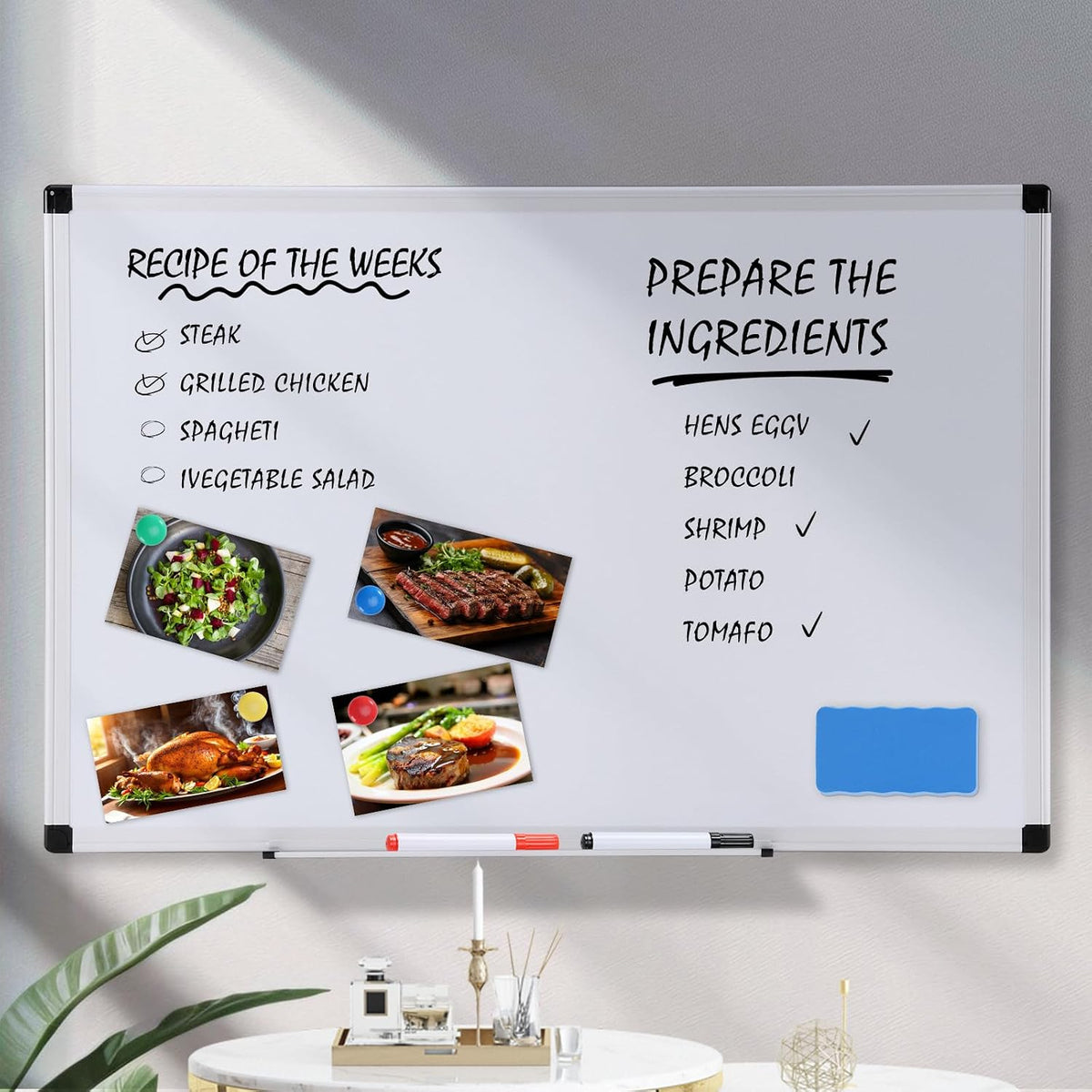 OLIXIS 30" x 40" Magnetic White Board, Dry Erase Board for Wall, Wh...