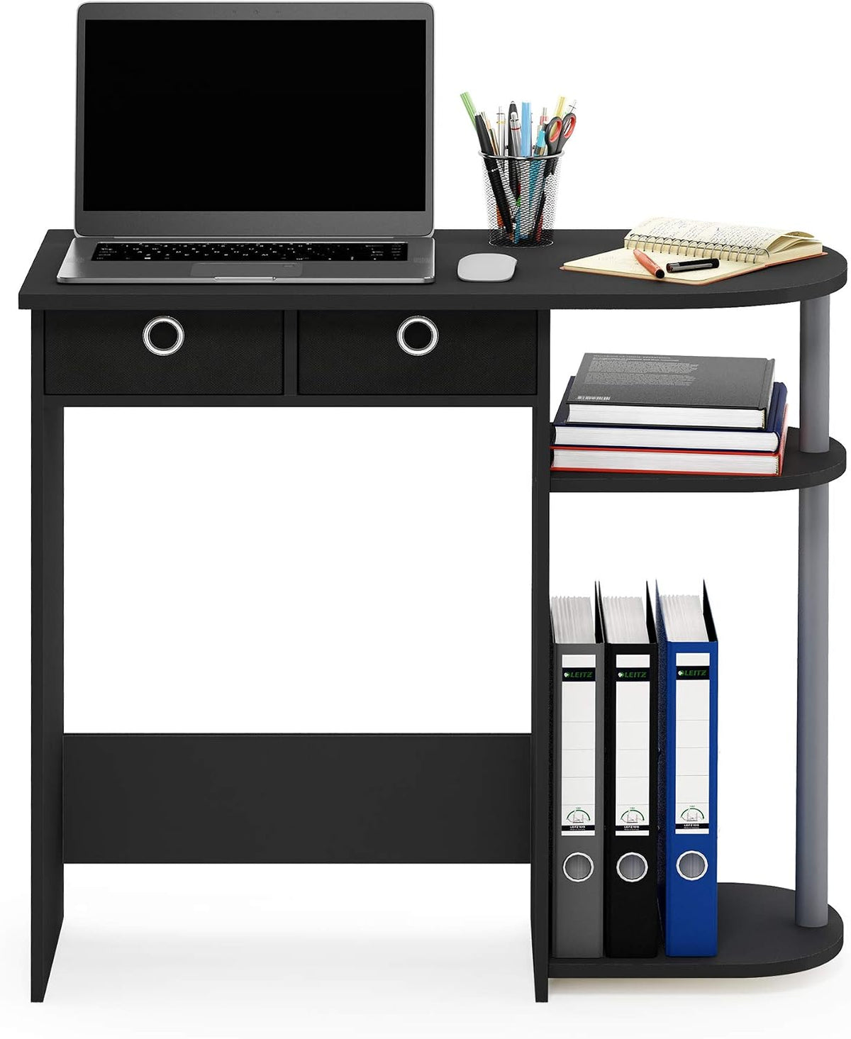 Furinno Go Green 32-Inch Computer Desk with 2-Tier Shelf, Classic Black