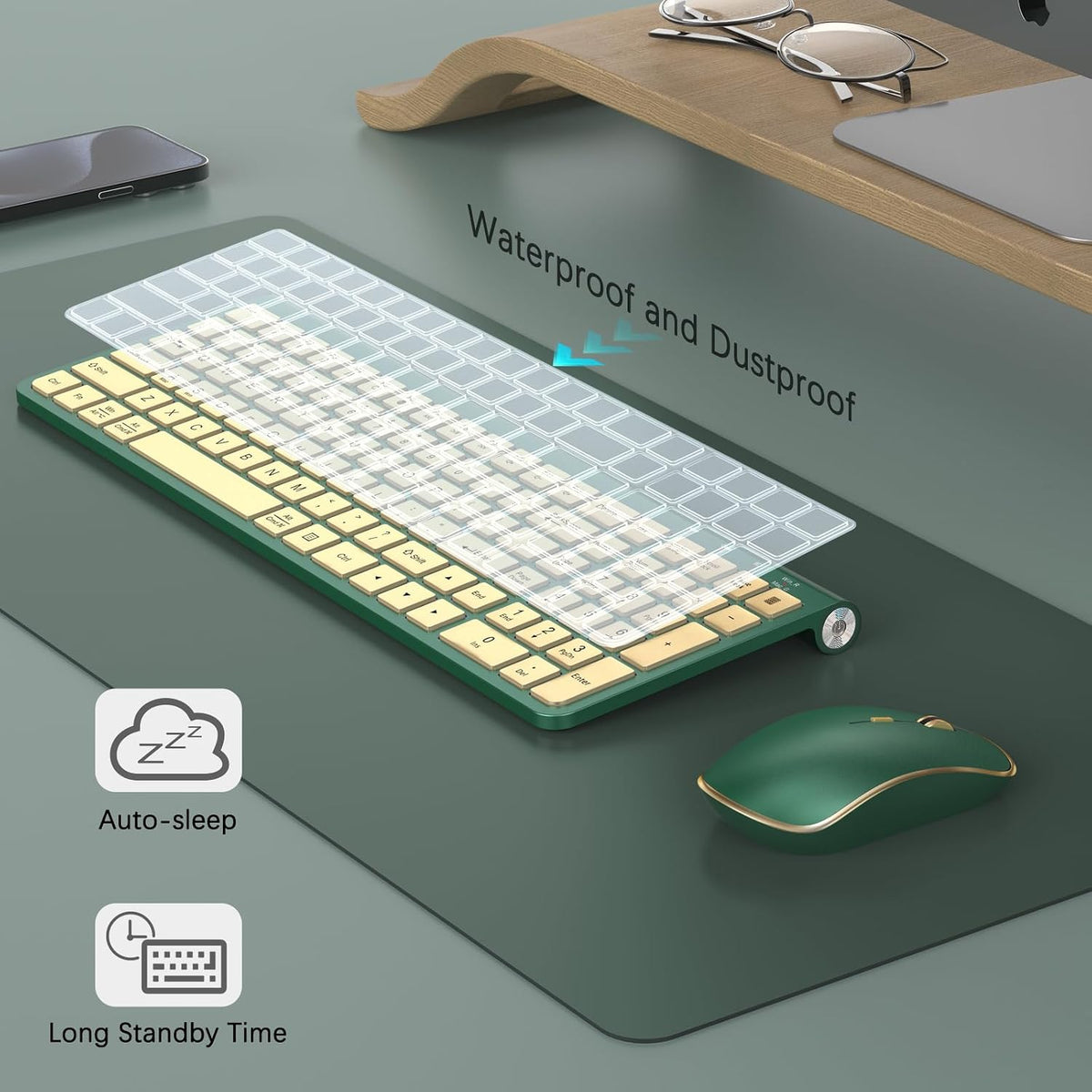 JOYACCESS Wireless Keyboard and Mouse Combo,2.4G Ergonomic Typewriter Keyboar...