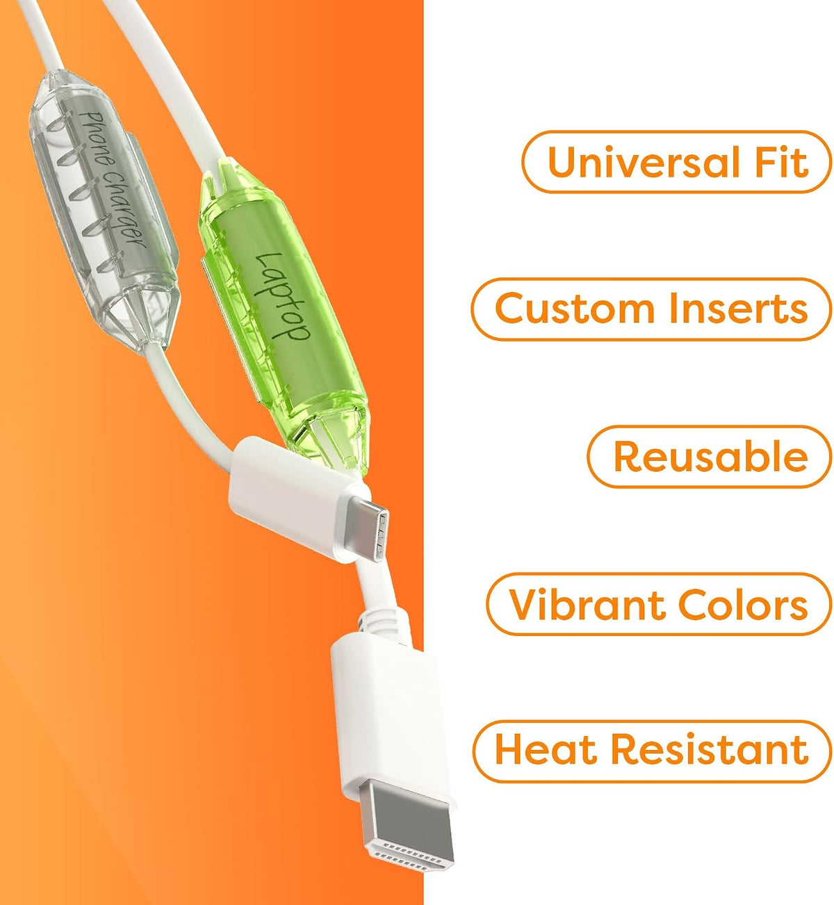 DOTZ Cord ID Pro Cable Labels & Cord Labels for Electronics, 100 Count