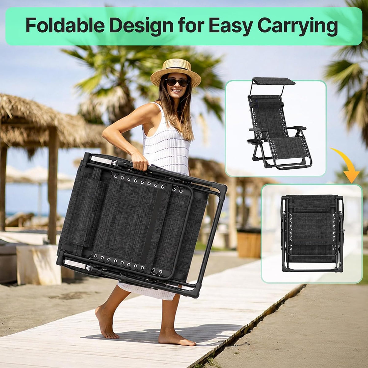 Suteck Zero Gravity Chair with Canopy, Reclining Camping Lounge Chairs