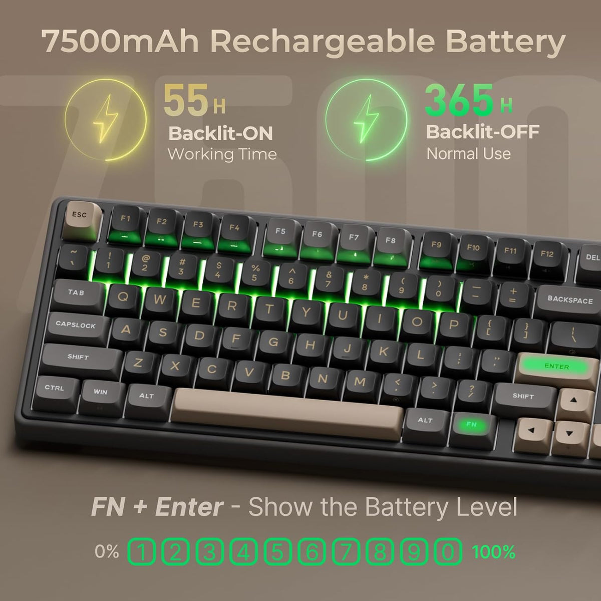 RK ROYAL KLUDGE R98 Pro Wireless Mechanical Keyboard, Creamy Bluetooth/2.4GHz...