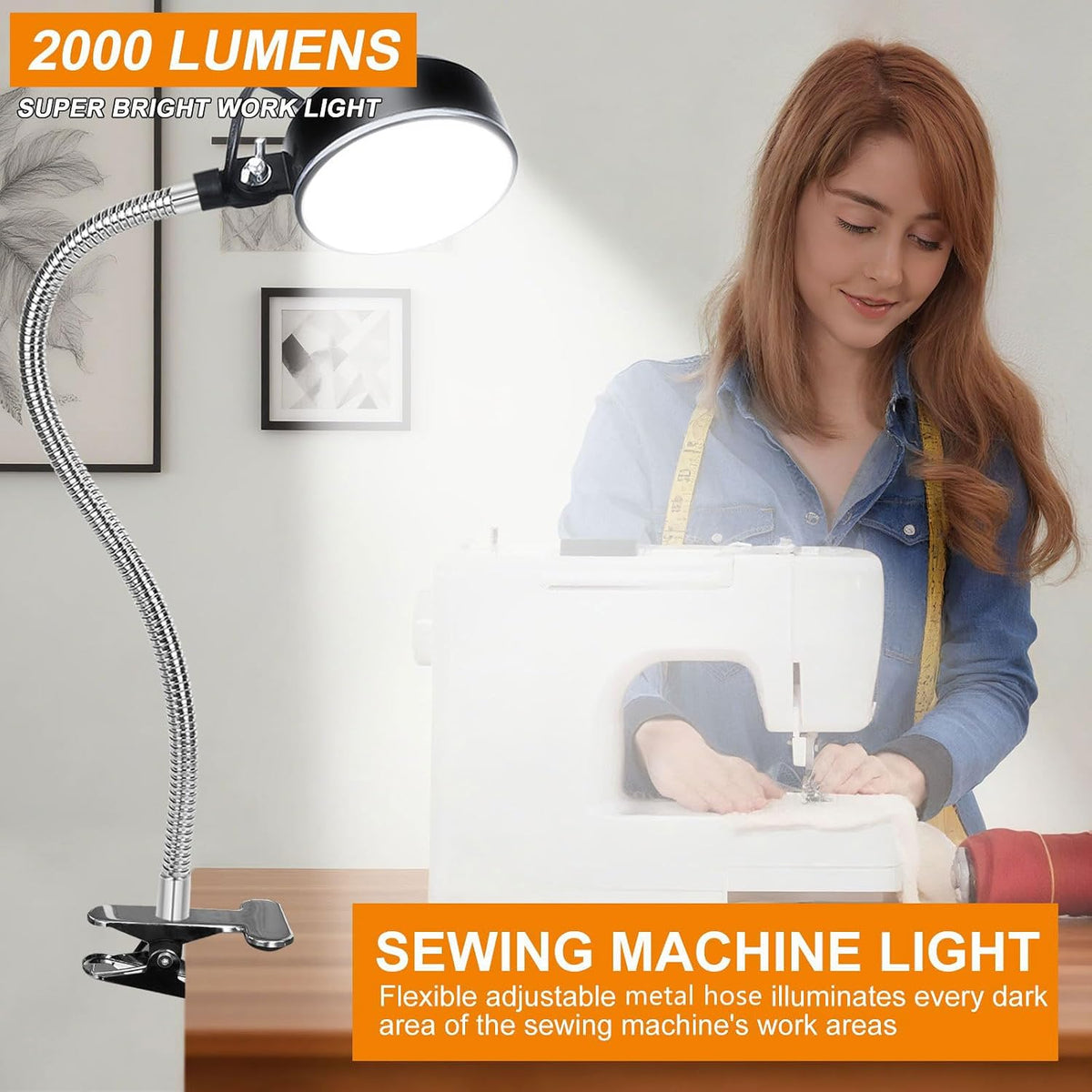 Clamp Light, LED Work Light with Flexible & Strong Clip for Workshop, Sew...