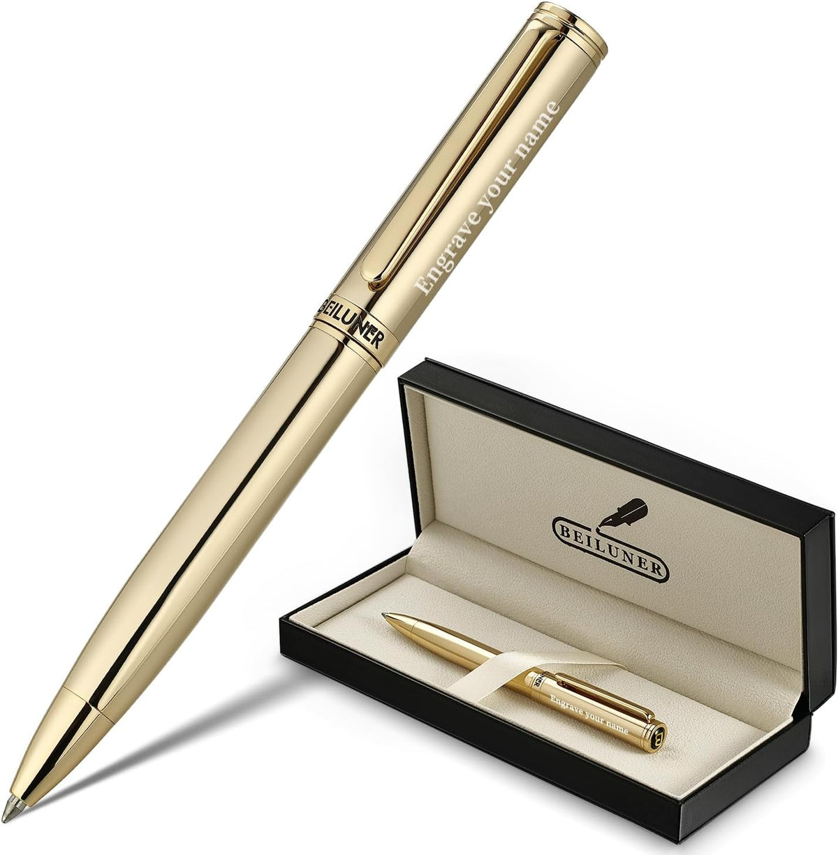 BEILUNER Personalized Gold Gel Pen, Stunning Luxury Pens,24K Gold Finish