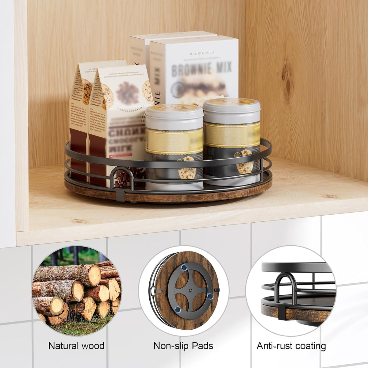 LAMU 2 Pack Lazy Susan Organizer for Table Top Cabinet Kitchen Countertop