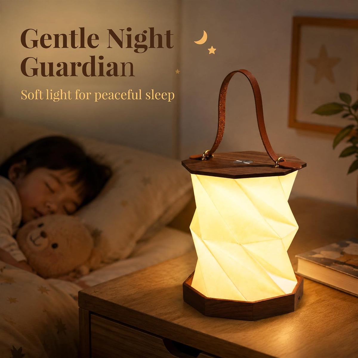 Ba sus Wooden Paper Lamp, Portable Lantern Light ,Foldable Funky Lamp