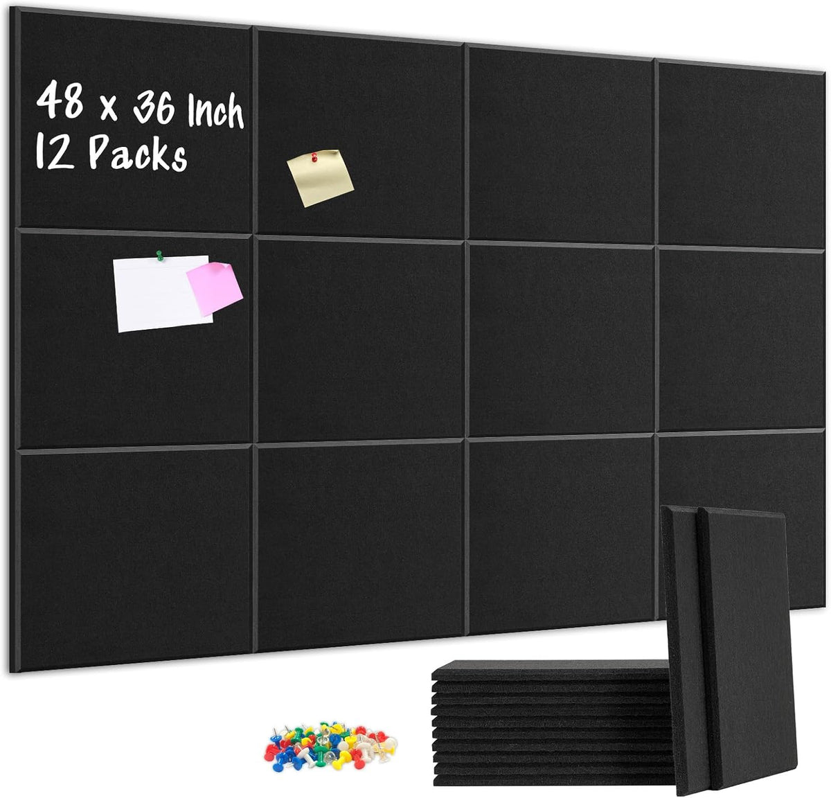 DOLLAR BOSS Felt Cork Board Tiles 48" x 36" Bulletin Board, 12 Pcs ...