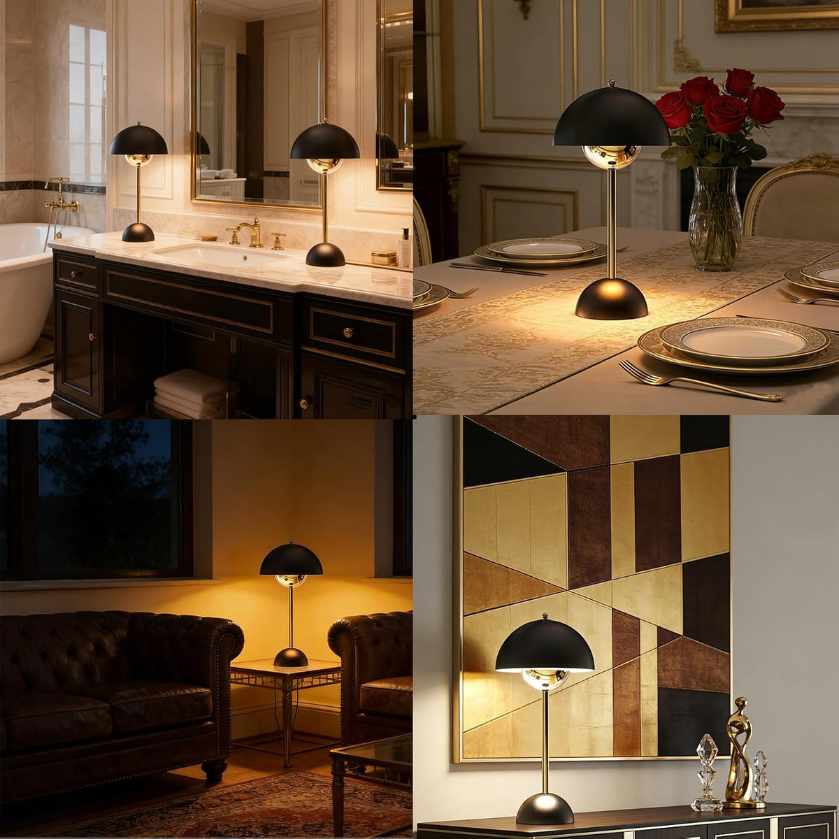Dawnrise Cordless Table Lamp with 3 Color Temperatures, Modern Luxury Style