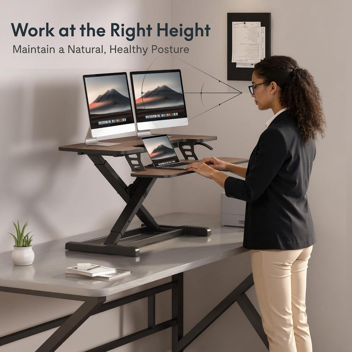 FLEXISPOT 36" Standing Desk Converter, Dual Monitor Desk Riser, Sit Stan...