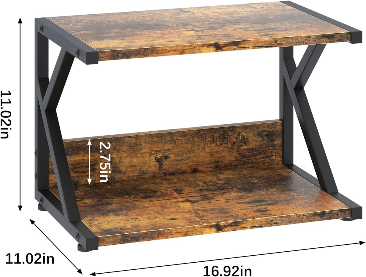 aboxoo Desktop Printer Stand with 2 Tier Wood Storage Shelves,Under Desk Prin...