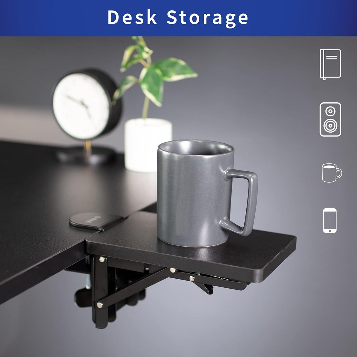VIVO Black Clamp-on 6 x 9 inch Desk Extender, DESK-EXT09
