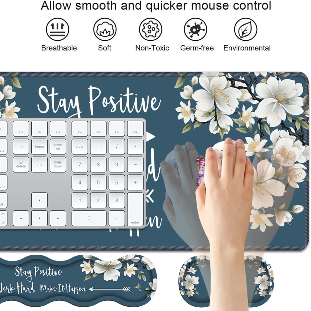 4 in 1 Ergonomic Keyboard Wrist Rest & Mouse Pad Wrist Rest Set,Stay Posi...