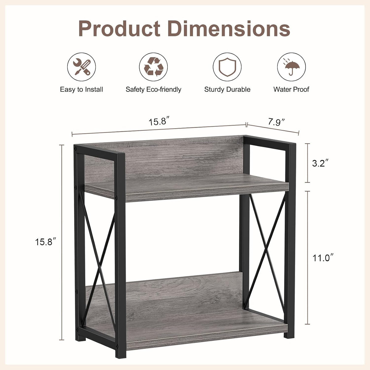 Giikin Coffee Bar Accessories, 2 Tier Spice Rack for Counter, Gray Kitchen Co...