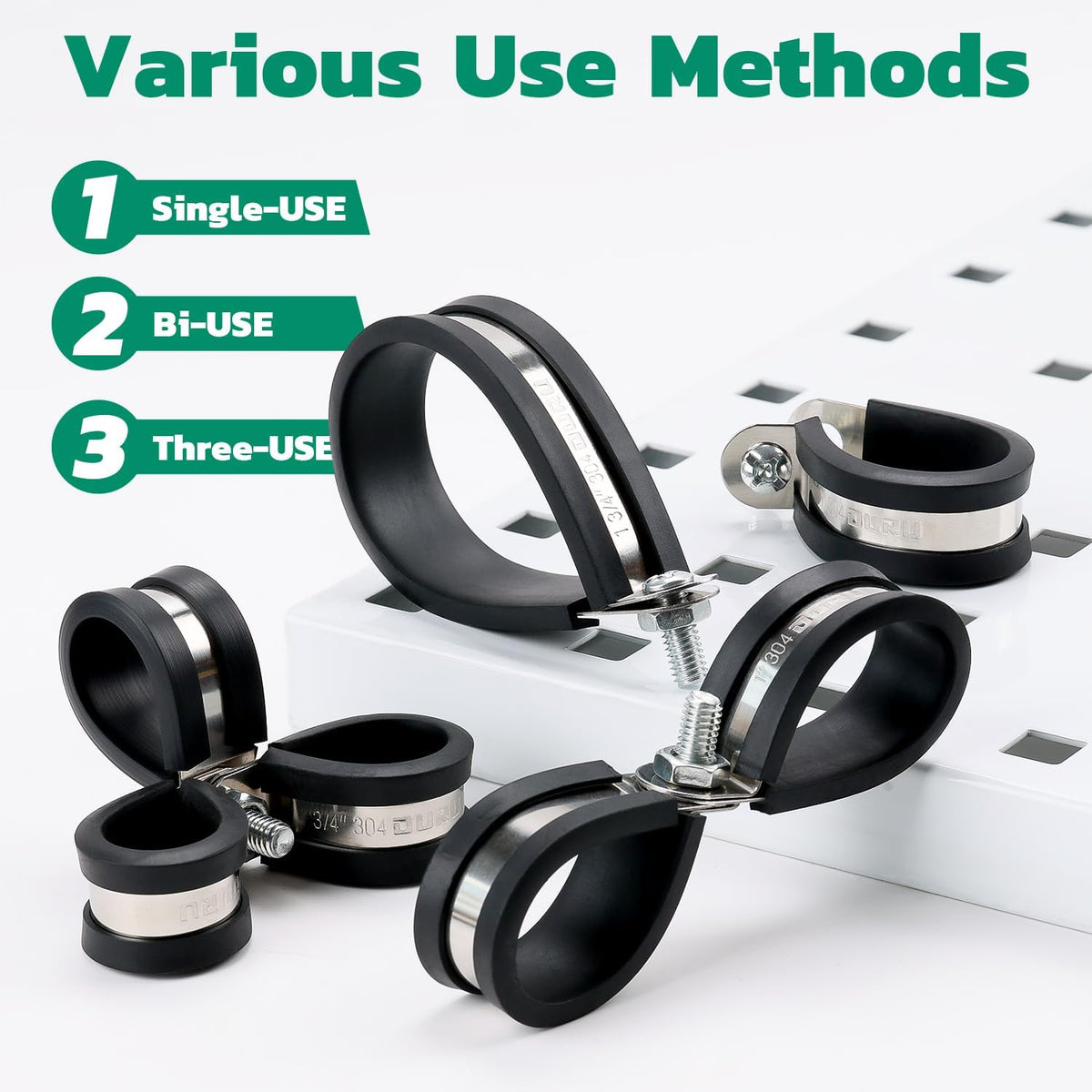 OURU 125PCS Cable Clamps Assortment Kit,Rubber Coated, 1/4"-2" 12 S...