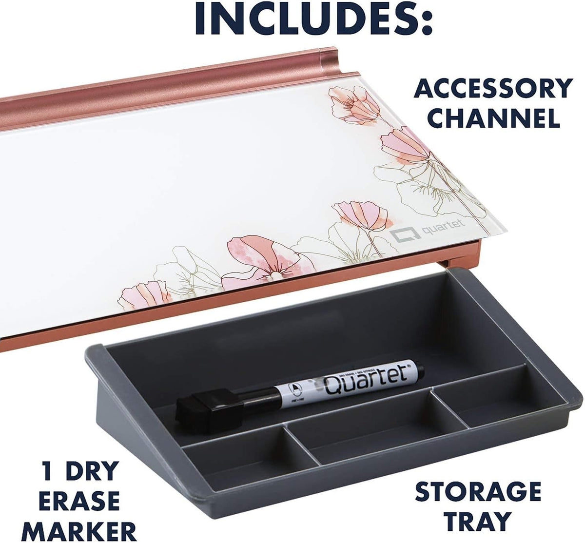 Quartet Glass Dry Erase White Board 18"W x 6"H, Compact Desktop Whi...