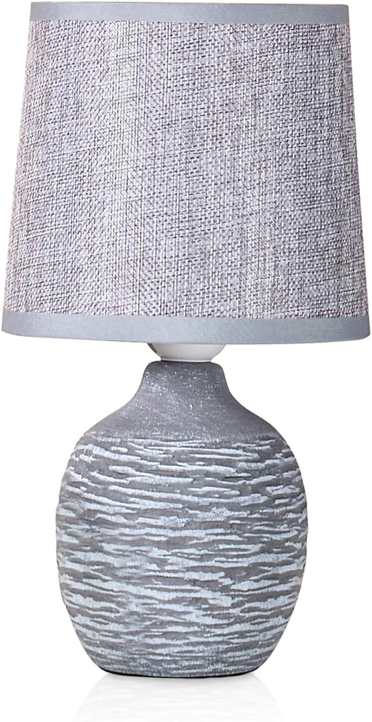 BRUBAKER Small Table or Bedside Lamp - Gray - Ceramic Base in Two-Tone Stone ...