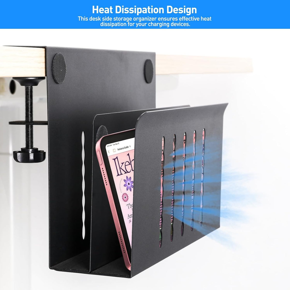 MAXECHO Desk Side Storage, Under Desk Laptop Mount, Table Side Hanging File O...